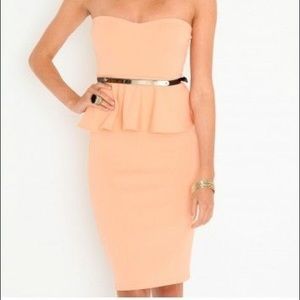 Missguided peach peplum dress